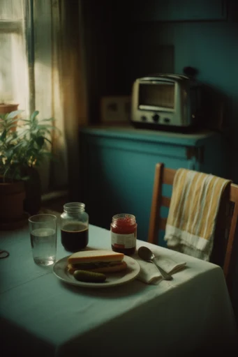 Nostalgic Cinematic Realism style reference image — muted desaturated color palette