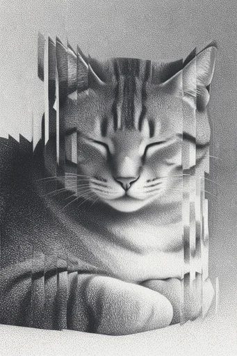 Monochrome Surrealist Noir style reference image — photocopy texture