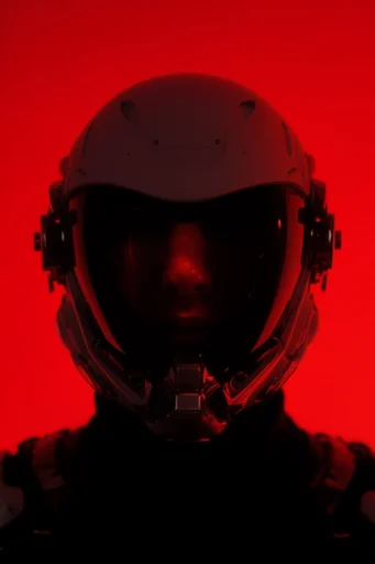 Crimson Cyber Noir style reference image — deep shadows