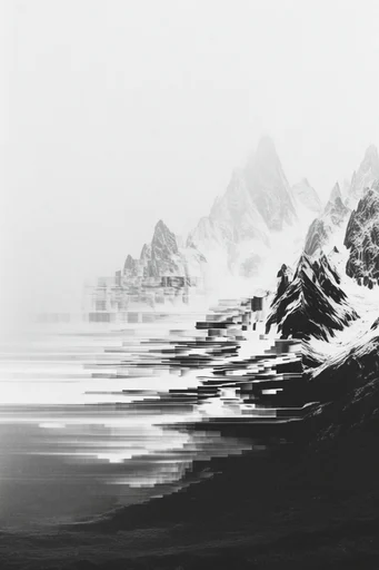 Monochrome Glitch Surrealism style reference image — monochrome photography