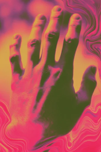 Psychedelic Thermal Grain style reference image — heavy halftone grain