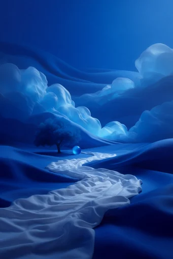 Nocturnal Ethereal Surrealism style reference image — monochromatic blue palette
