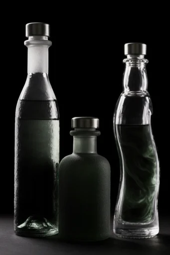 Luminous Abyssal Noir style reference image — translucent glass reflections
