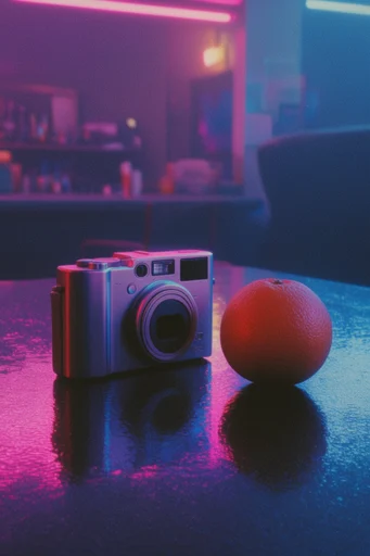 Ethereal Neon Noir style reference image — synthwave color palette