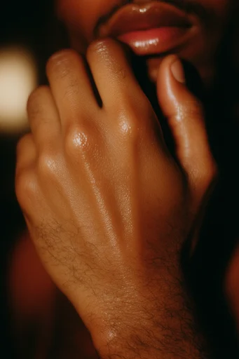 Molten Amber Macro style reference image — tactile skin texture