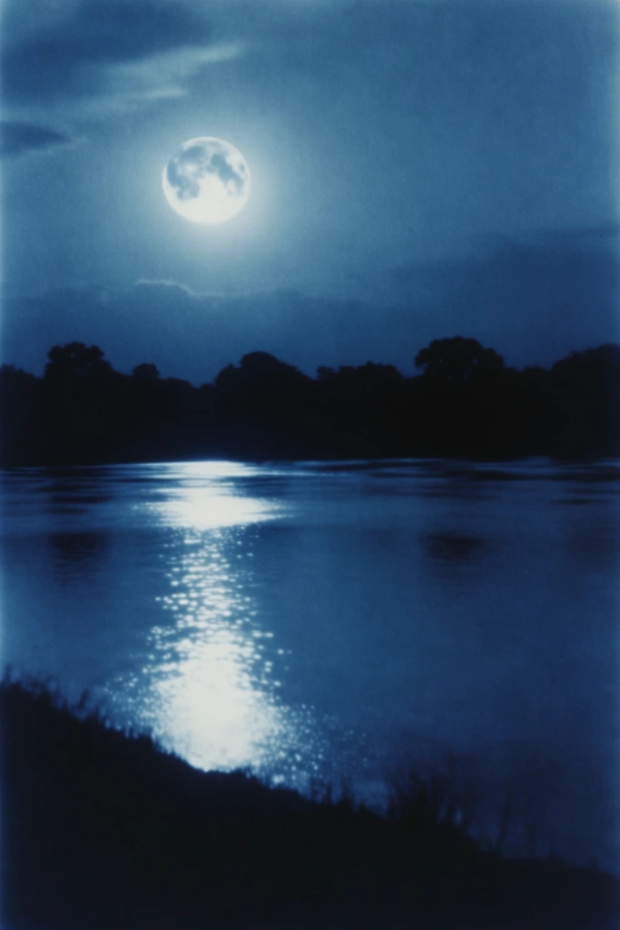 Nocturnal Cyanotype Noir style AI image example 2