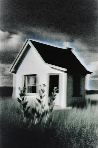 Spectral Kinetic Noir style reference image — heavy film grain