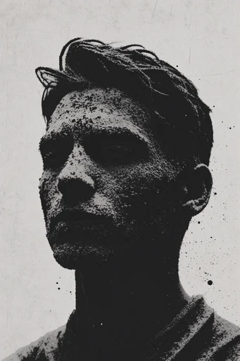 Monochrome Stipple Noir moodboard — generate AI images in this style