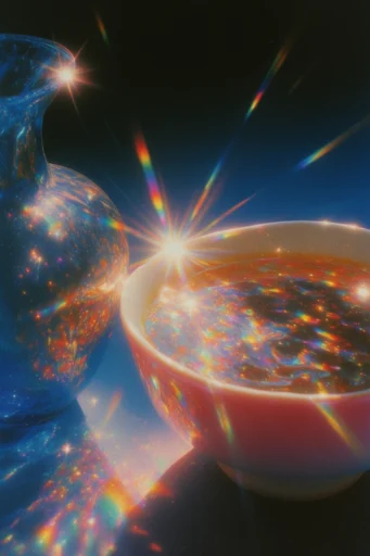 Neon Astral Retro-Futurism style reference image — cosmic nebula silhouette