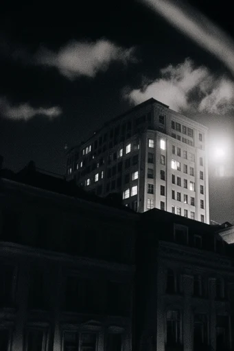 Gritty Monochrome Noir style reference image — high-contrast black and white