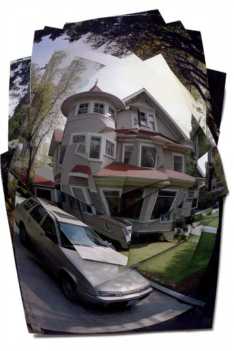 Surreal Geometric Urbanism style reference image — fragmented photomontage