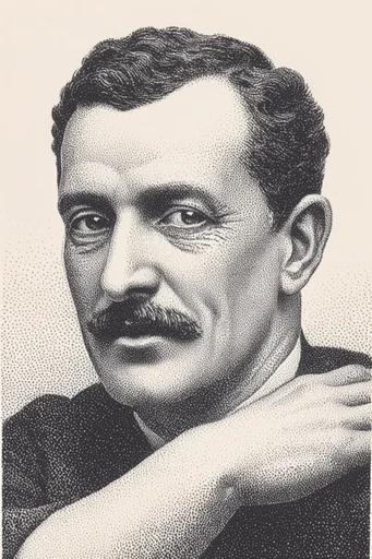 Monochrome Stipple Noir style reference image — ink pointillism