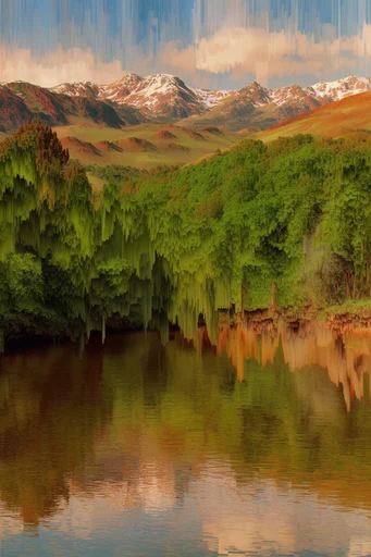 Digital Chlorophyll Glitch style reference image — voxel extrusion