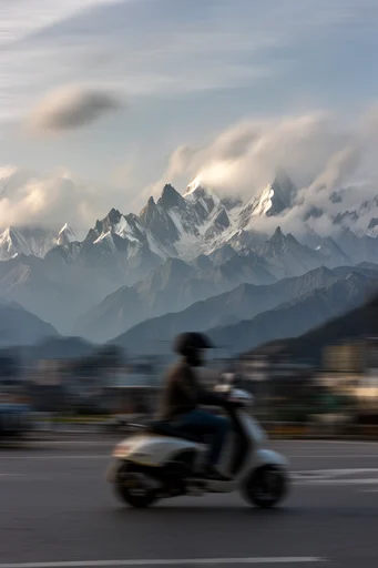 Kinetic Urban Impressionism style reference image — panning motion blur