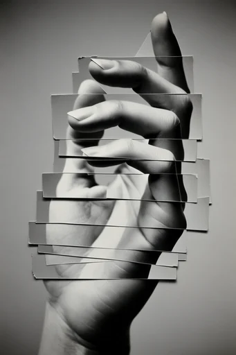 Deconstructed Monochrome Surrealism style reference image — surrealist analog montage