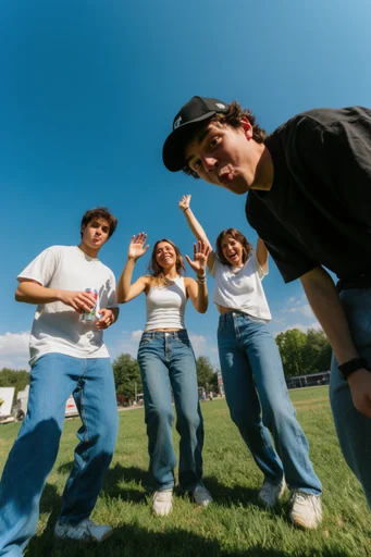Vibrant Candid Youth style reference image — wide-angle lens
