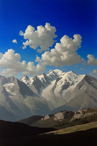Surrealist Cobalt Horizon style reference image — volumetric cumulus clouds