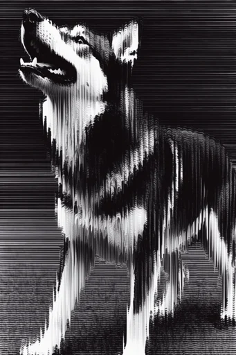 Monochrome Glitch Noir style reference image — vertical motion blur
