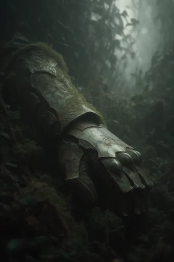 Misty Primeval Gothic style reference image — overgrown ancient ruins