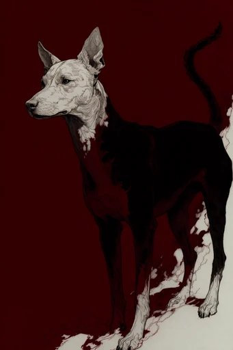 Crimson Ink Macabre style reference image — textured parchment