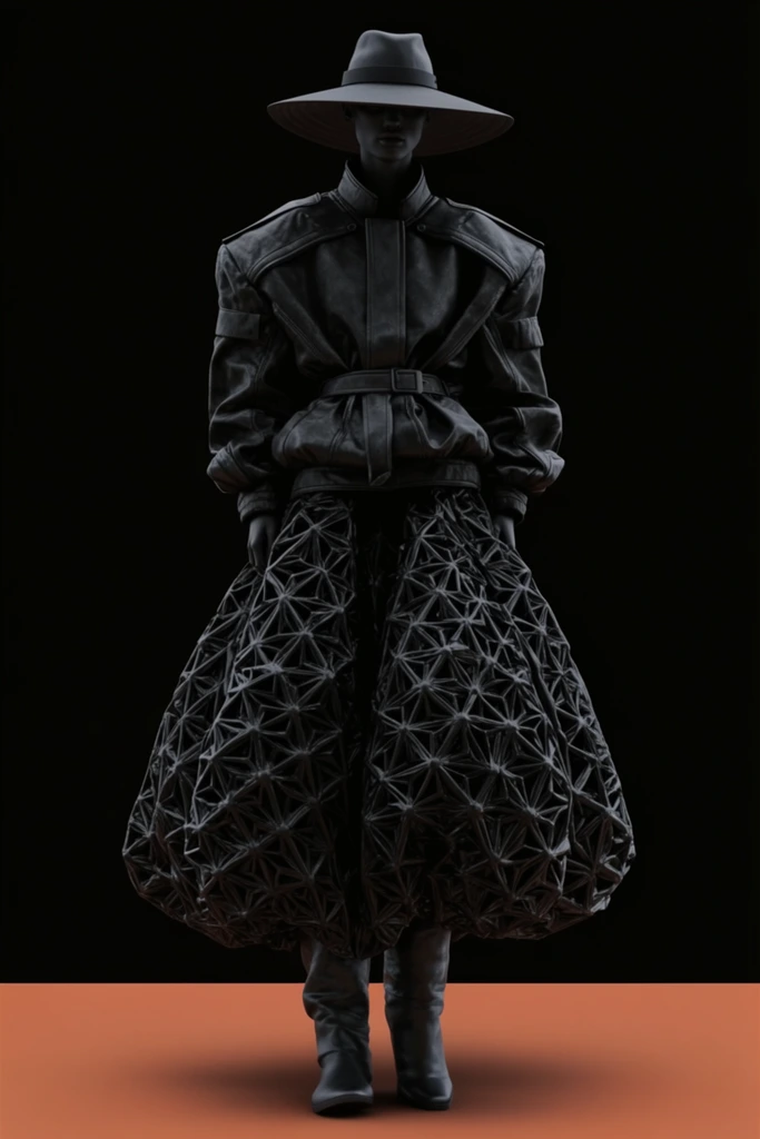 Monochromatic Industrial Biomechanism style AI image example 1