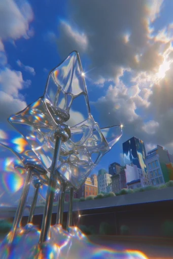 Ethereal Prismatic Dreamscape style reference image — translucent iridescent glass