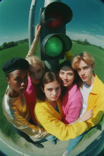 Saturated Fisheye Nostalgia style reference image — 90s retro aesthetic