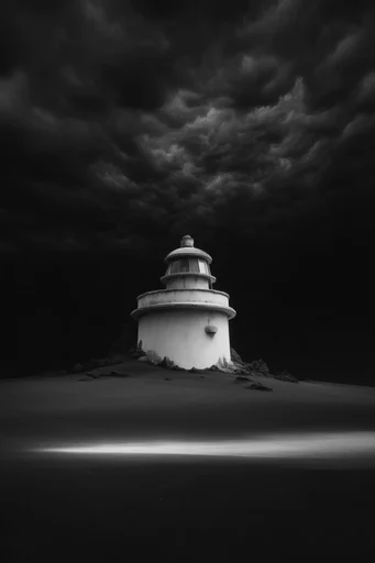 Monochromatic Surrealist Noir style reference image — minimalist dark background
