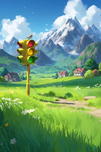 Vibrant Ghibli Fantasy style reference image — vibrant digital painting