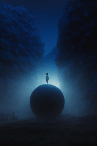 Monolithic Cobalt Liminality style reference image — liminal space architecture