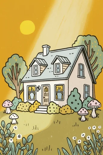 Cozy Risograph Folk style AI image example 4