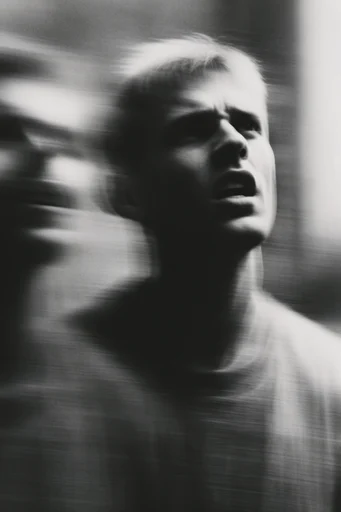 Ethereal Monochromatic Motion style reference image — charcoal texture