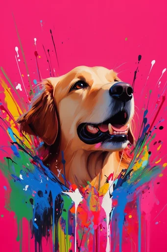 Maximalist Neon Pop-Surrealism style reference image — expressive paint splatters