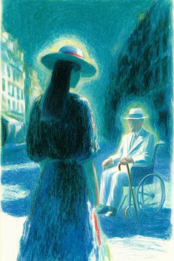 Nocturnal Ethereal Impressionism style reference image — colored pencil illustration