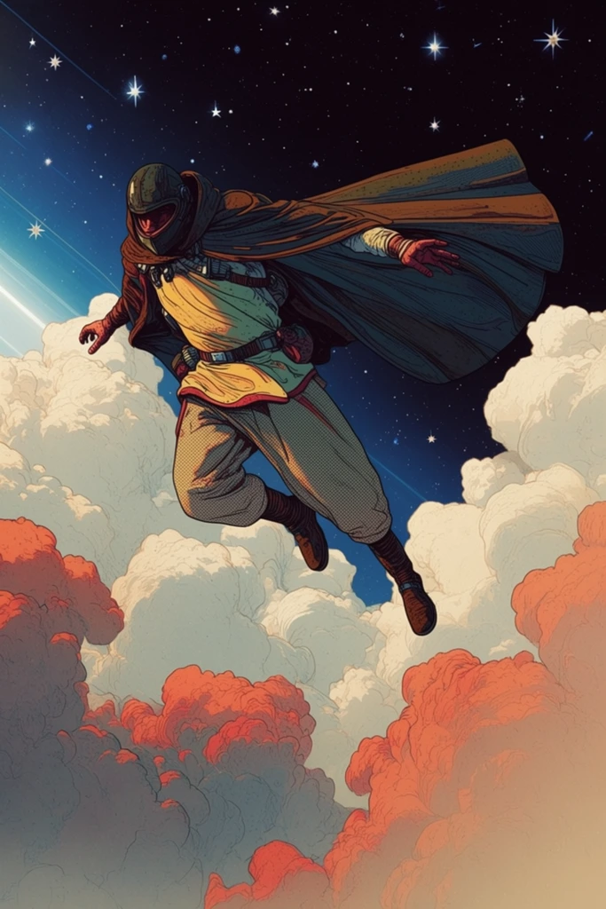 Vintage Cosmic Surrealism style AI image example 1