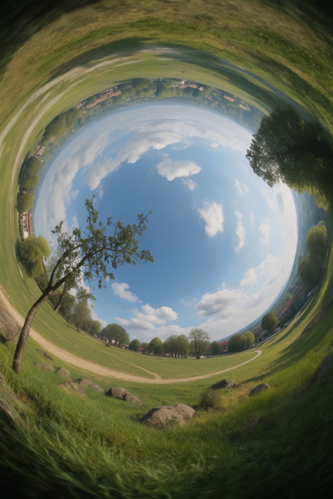 Spherical Miniature Worlds style AI image example 2