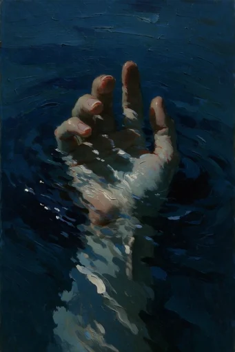 Nocturnal Impasto Melancholy style reference image — nocturnal blue palette