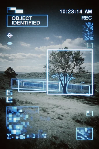Analytical Cybernetic Surveillance style reference image — CRT scanlines