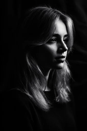 Dramatic Chiaroscuro Monochrome style reference image — sharp tactile texture