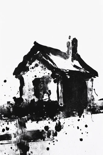 Monochrome Stipple Noir style reference image — gritty ink splatter