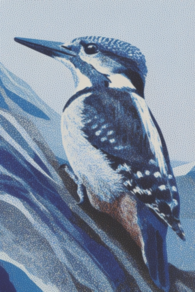 Dithered Noir Alpine style AI image example 3