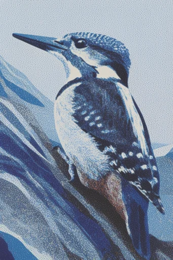 Dithered Noir Alpine style AI image example 3