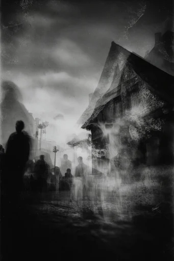 Spectral Analog Gothic style reference image — monochrome high contrast