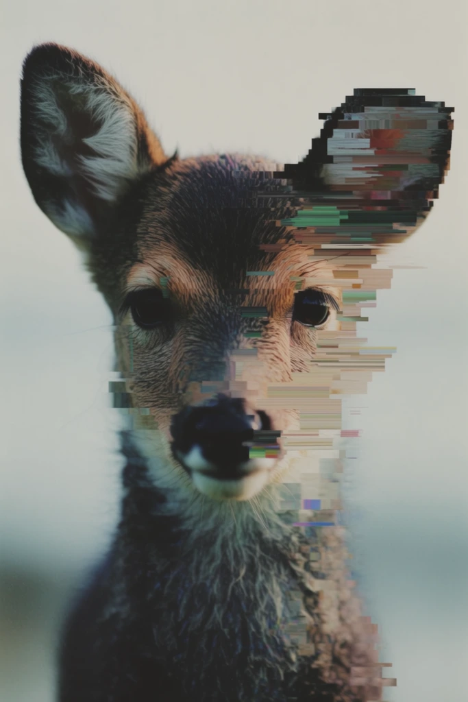 Synthetic Glitch Surrealism style AI image example 3