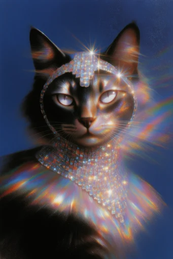 Ethereal Iridescent Futurism style reference image — surreal high-fashion metallic