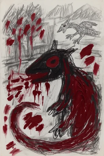 Raw Crimson Expressionism style reference image — visceral texture