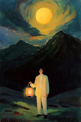 Moody Nocturnal Pastoral style reference image — moody atmospheric illustration