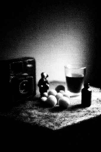 Ethereal Noir Grain style reference image — high-contrast black and white