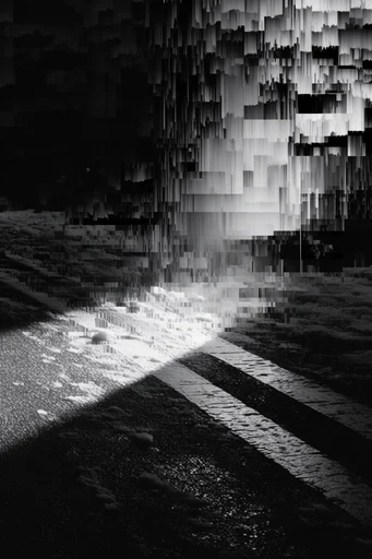 Corrupted Monochrome Glitch style reference image — datamoshing