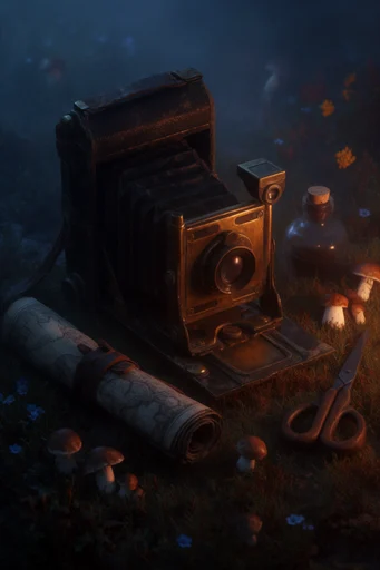 Chiaroscuro Nocturnal Fantasy style reference image — deep blue and amber contrast